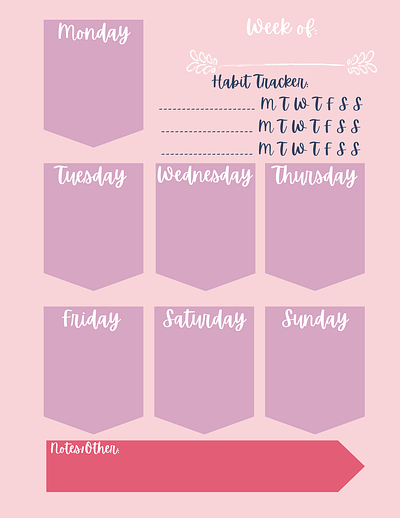 Pink/Purple Daily Planner Template pink planner planner template purple planner weekly digital planner weekly template