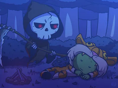 Trouble? animal art cartoon character design cute design digital digital art digital illustration forest fyp illustration nft night