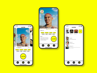 LetzTalk. App design. account app catalogue chat chats dating app design figma interface main page match profile swipe ui ux uxui