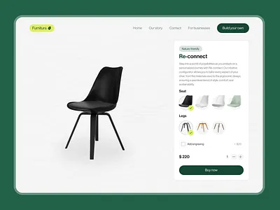 Furnitura – Re-connect sustainable chair app branding configurator design typography ui ux