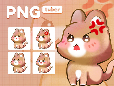 Cute Brown Cat PNGTuber Voadotube for Streamer and Discord cat cute discord drawing gaming giftuber kawaii pngtuber vtuber