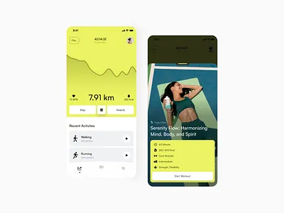 Fitness & Workout App app clean crossfit design fitness fitness app fitness training flat gym gym app health minimalistic mobile planner sport trainer training ui workout yoga