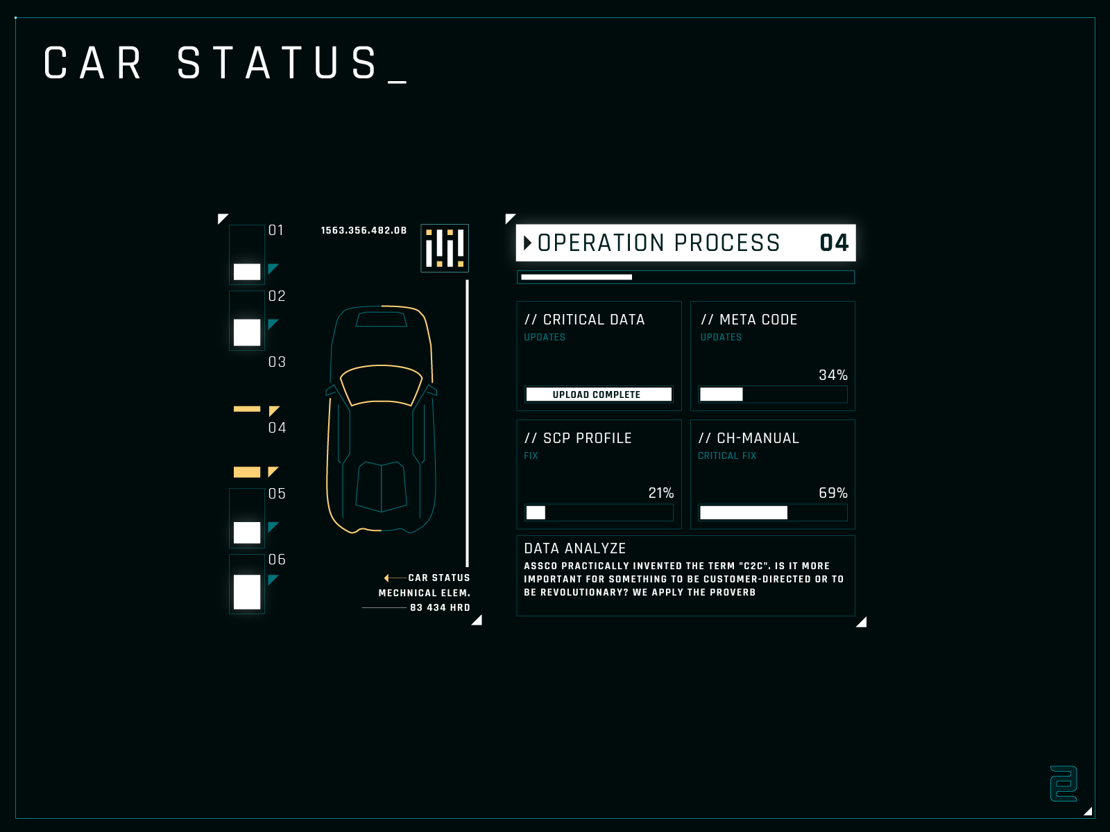 Futuristic UI Elements - Car Status app application ui dark design futuristic game interface ui