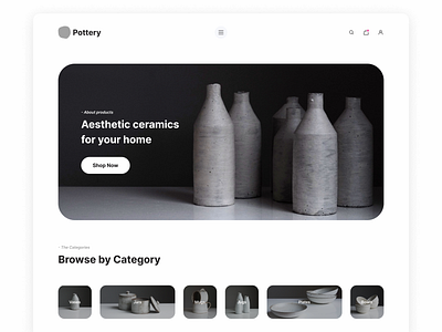 Pottery - landing page black landing page pink site typography ui web design white