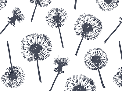 Dandelions branding design floral flower illustration pattern design seamless pattern ui vintage