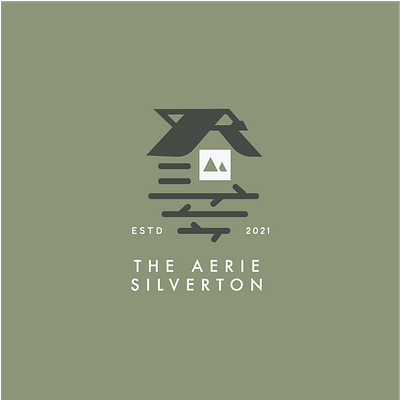 The Aerie Silverton bird brand brand design brand designer branding cabin logo logo design logo designer mark nest outdoor logo outdoors the aerie silverton woods