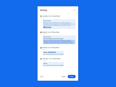Activity feed 🧼 activity feed app design design system feed history notifications product design saas side bar side panel sidebar sidepanel ui