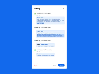 Activity feed 🧼 activity feed app design design system feed history notifications product design saas side bar side panel sidebar sidepanel ui