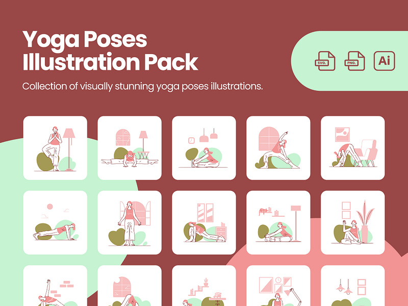 Yoga Poses Illustration Pack character design graphic design graphics illustration vector vector illustration