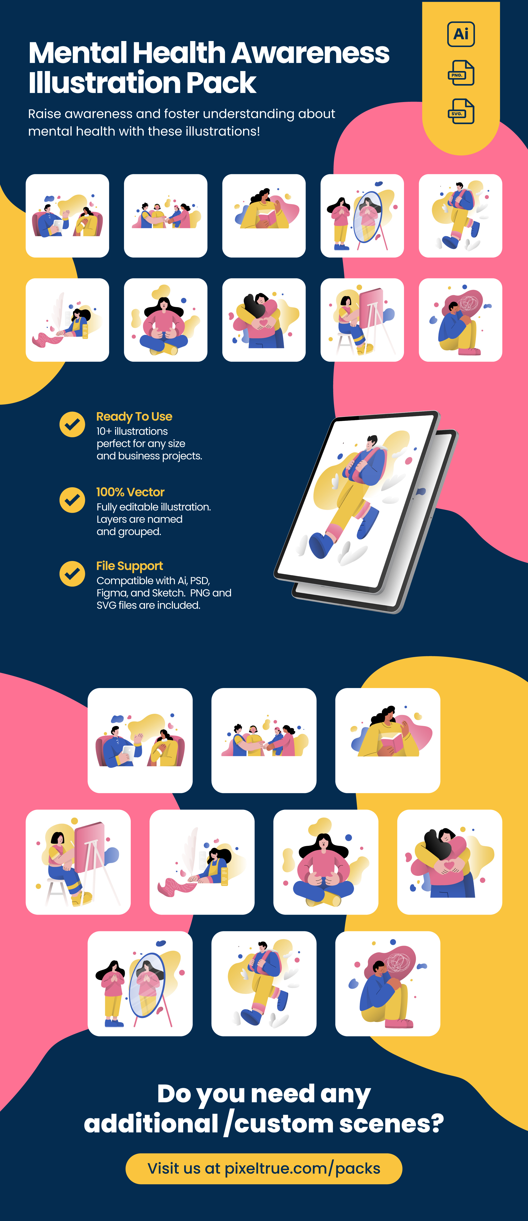 Mental Health Awareness Illustration Pack character design graphic design graphics illustration vector vector illustration