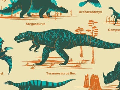 Ink Dinosaurs animal dinosaur drawing graphic illustration ink pattern prehistoric