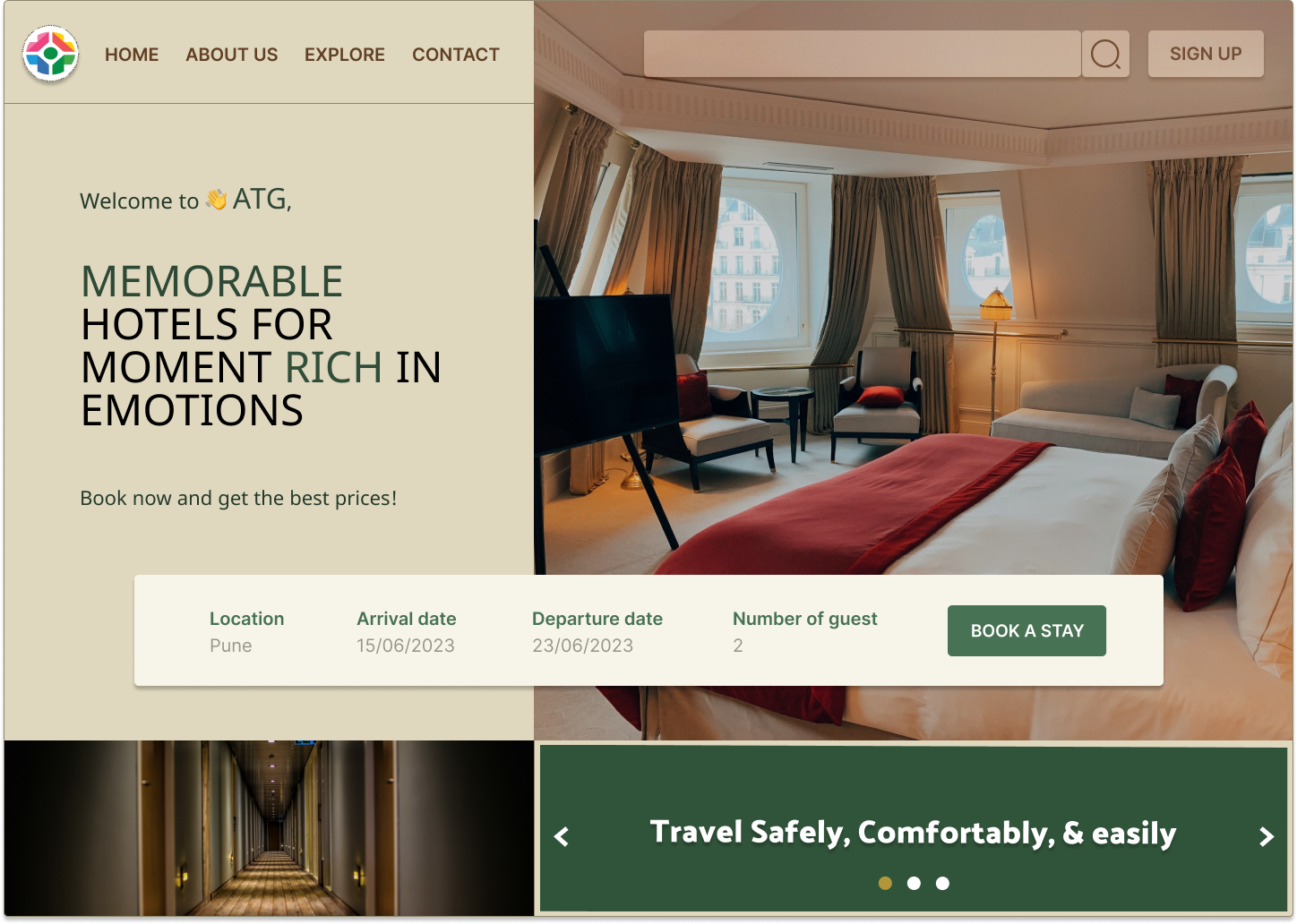 Hotel Booking Landing Page 3d animation app appui branding design figma graphic design illustration logo motion graphics prototyping typography ui user user research ux vector website