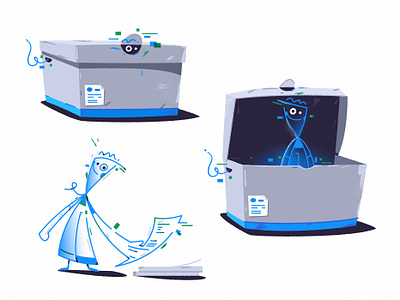 Shoeboxed character art box branding cartoon character design digital funny illustration