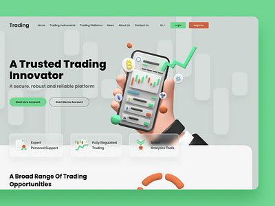 Website for Trading platform design interface animation trading platform ui website