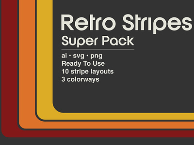 Retro Stripes Super Pack 70s 80s design assets graphic design groovy illustrator retro retro colors retro van retro vibes stripes van vans vector stripes vectors