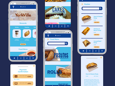 YorkVille - Cornish Pasty Takeaway Mobile App app design fooc food delivery food delivery ui food delivery ux food ui food ux graphic design illustration ui
