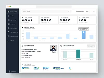 Student Portal Dashboard UI Design (DIU) college dashboard dashboard design diu education education dashboard minimal dashboard minimal design modern dashboard sleek dashboard student student portal student result ui ux