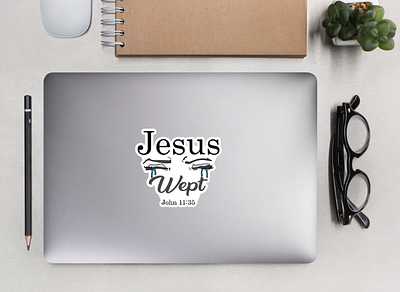 John 11:35 - Jesus Wept Sticker graphic design illustration