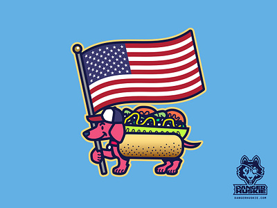 All-American Dog america chicago chicago dog chicago style hot dog dachshund dog flag flag day illustration illustrator vector weiner dog windy city