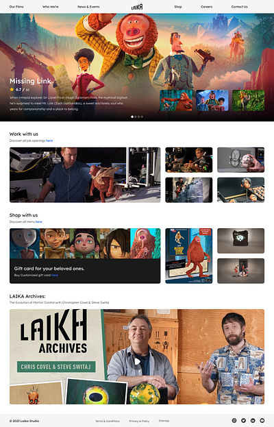 Laika Studios Website Redesign animation branding movie redesign stop motion ui uiux ux uxui web web design website