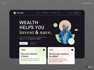 02. Landing page clean daily ui finance graphic design homepage interface landing page layout ui ui design user interface ux ux ui ux design wealth web design website