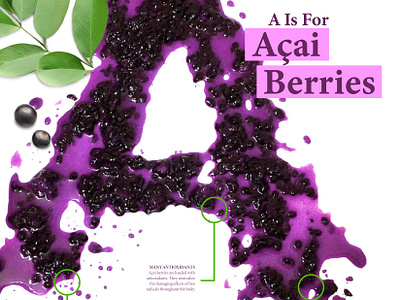 Experimental Typography: Berries acai berry artsy letters berries cool type experimental type experimental typography food type food typography fun letters graphic design letter a poster design purple letters purple word