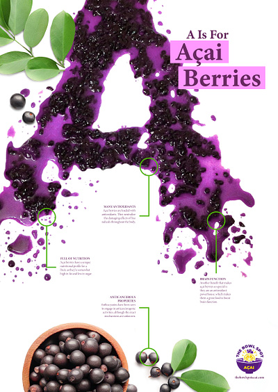 Experimental Typography: Berries acai berry artsy letters berries cool type experimental type experimental typography food type food typography fun letters graphic design letter a poster design purple letters purple word