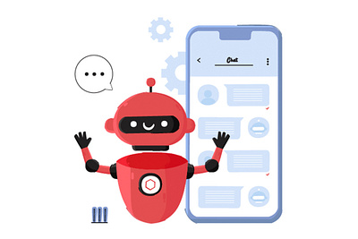 Chat Robot Concept Illustration android artificial chat cyborg future illustration intelligence mech robot technology toy vector