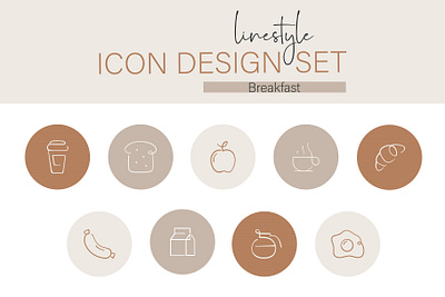 Icon Design Set Breakfast fruit