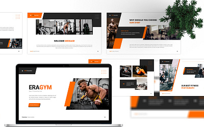 Eragym - Gym Presentation Template agency business creative design exercise fitness graphic design gym powerpoint presentation sport training typography ui workout yoga