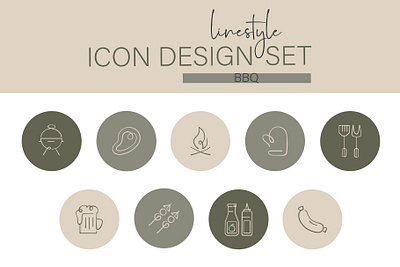 Icon Design Set BBQ fire