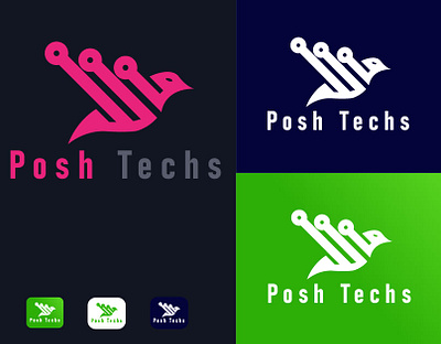 Posh Techs animation creative logo eye catching logo graphic design logo logo design mo motion graphics posh tech unique logo