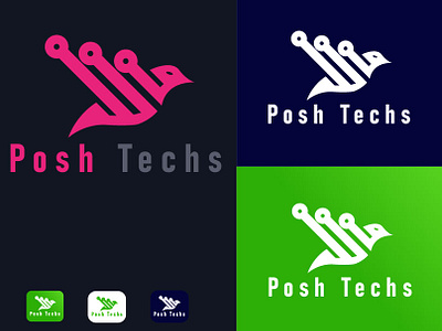 Posh Techs animation creative logo eye catching logo graphic design logo logo design mo motion graphics posh tech unique logo