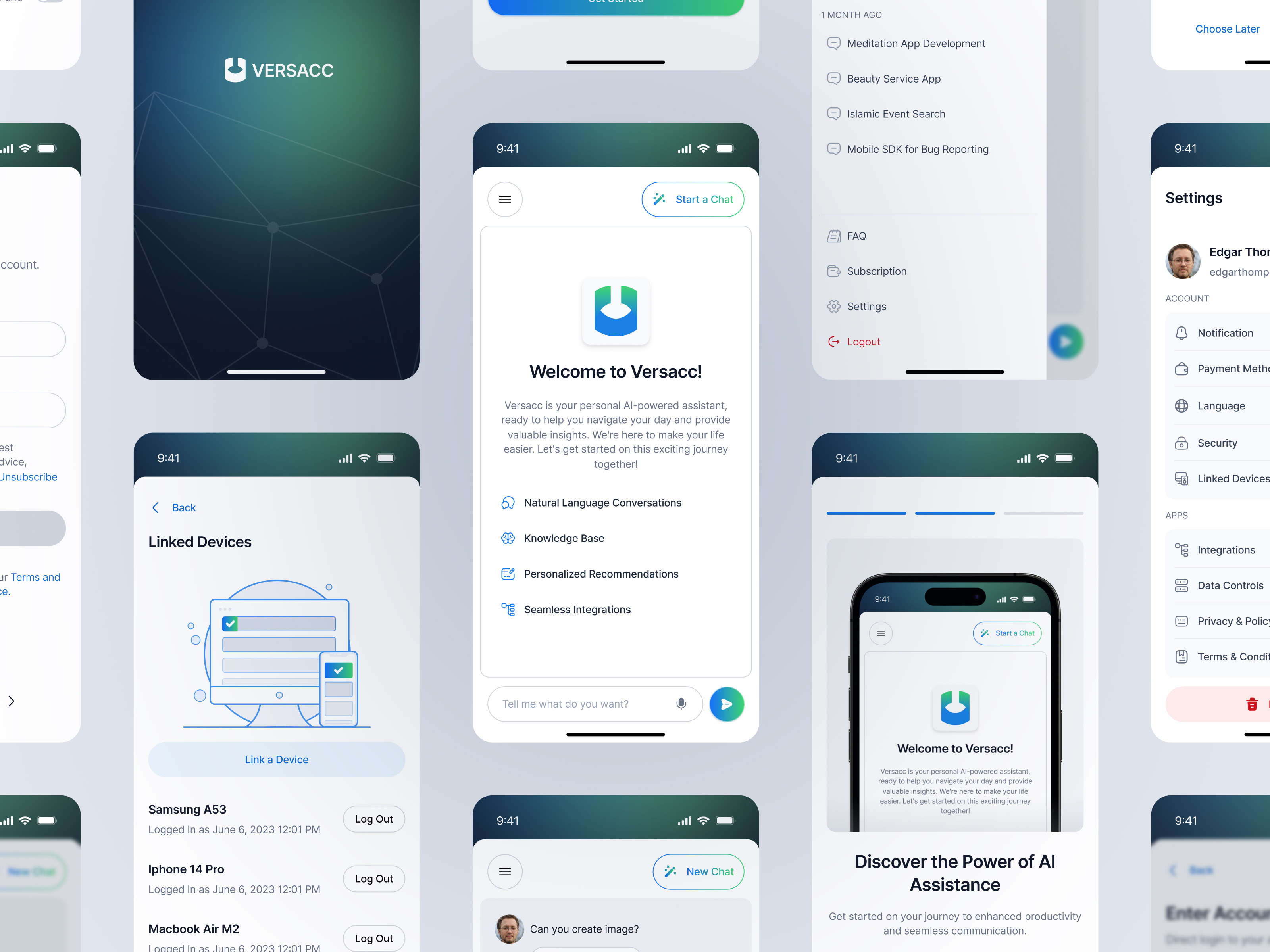 Versacc - AI Chat GPT Mobile App ai app assistant automation bot chat chat chat generator chat gpt design ios iphone message mobile openai ui uiux