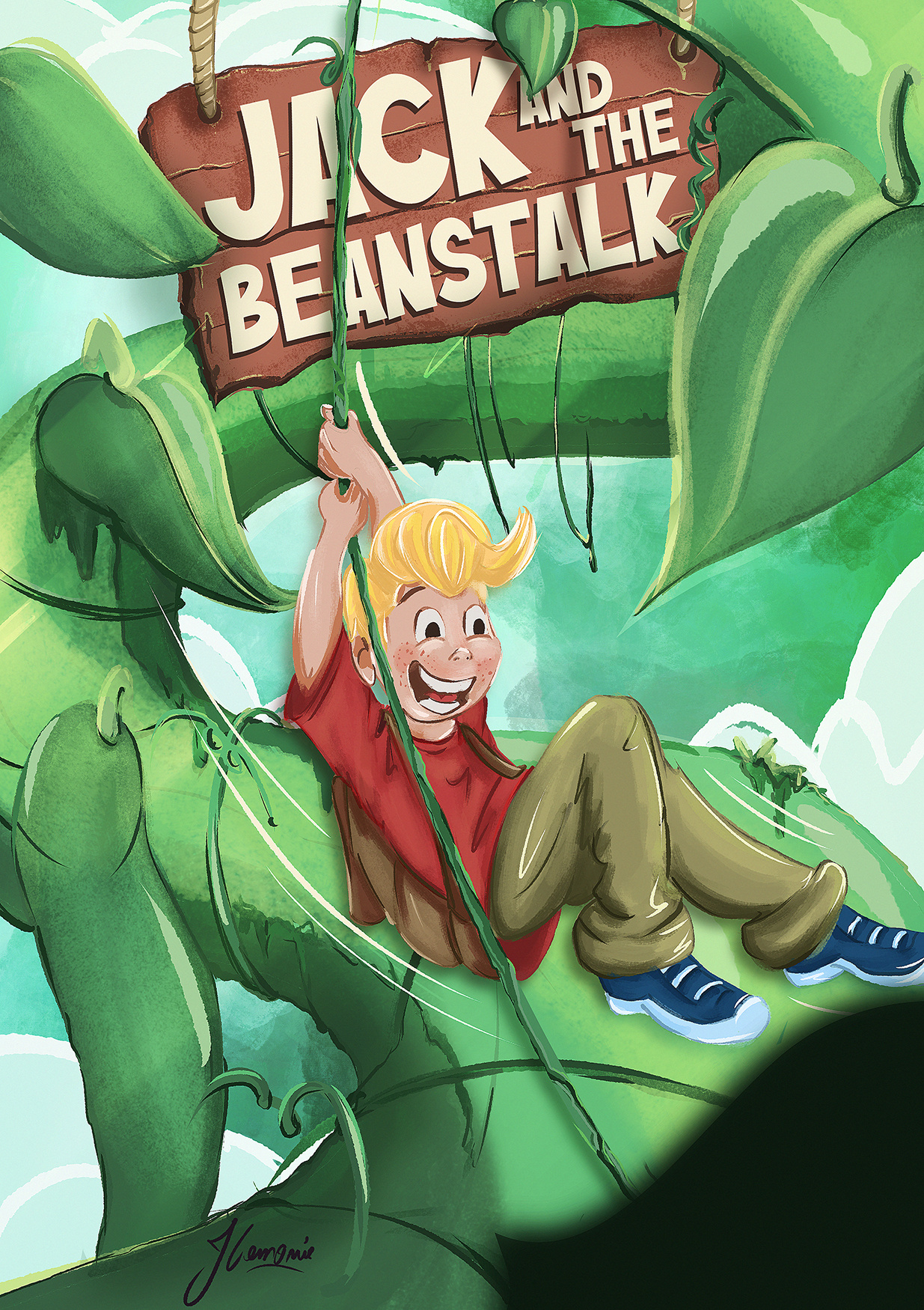 Jack and the Beanstalk book childrenbook cover fairytale fantasy illustration kidlit kidlitart