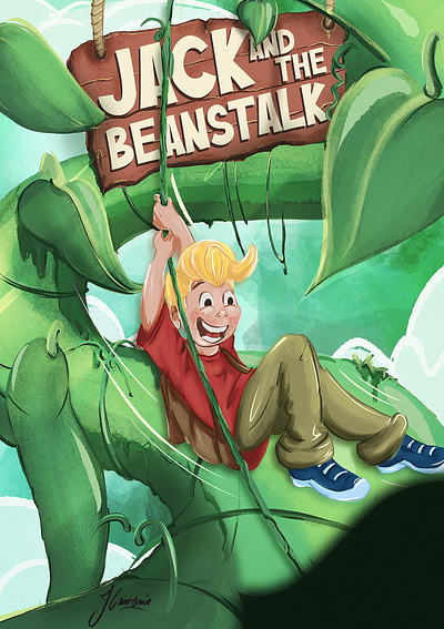 Jack and the Beanstalk book childrenbook cover fairytale fantasy illustration kidlit kidlitart