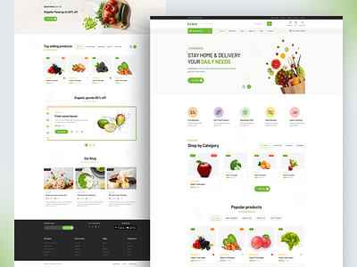 Grocery shop Website Landing Page Design branding clean creative design e commerce food supermarke groceries grocery grocery online grocery shop home page landing page marketplace online store product shop store food shop website supermarket ui ui design