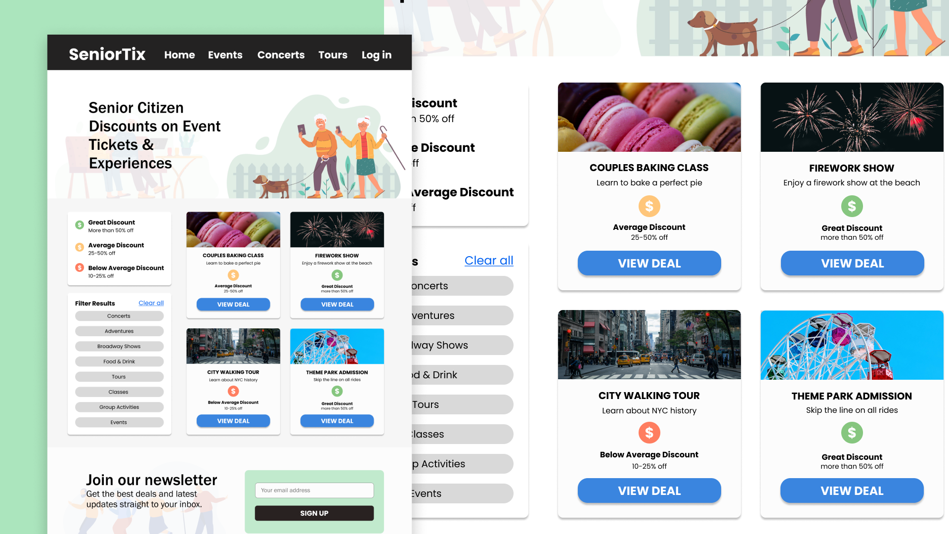 SeniorTix Website Redesign accessibility accessibility website branding design graphic design mockup ui ui design usability user interface ux ux design ux research web design webpage website website design