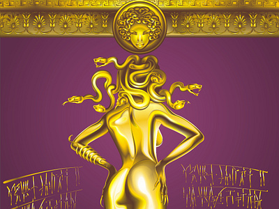 Golden statue "Medusa Gorgon" forecasting vector