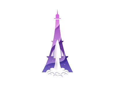 Eiffel Rocket branding design eiffel fly france gradient icon illustration logo mark paris plane rocket space spaceship symbol vector