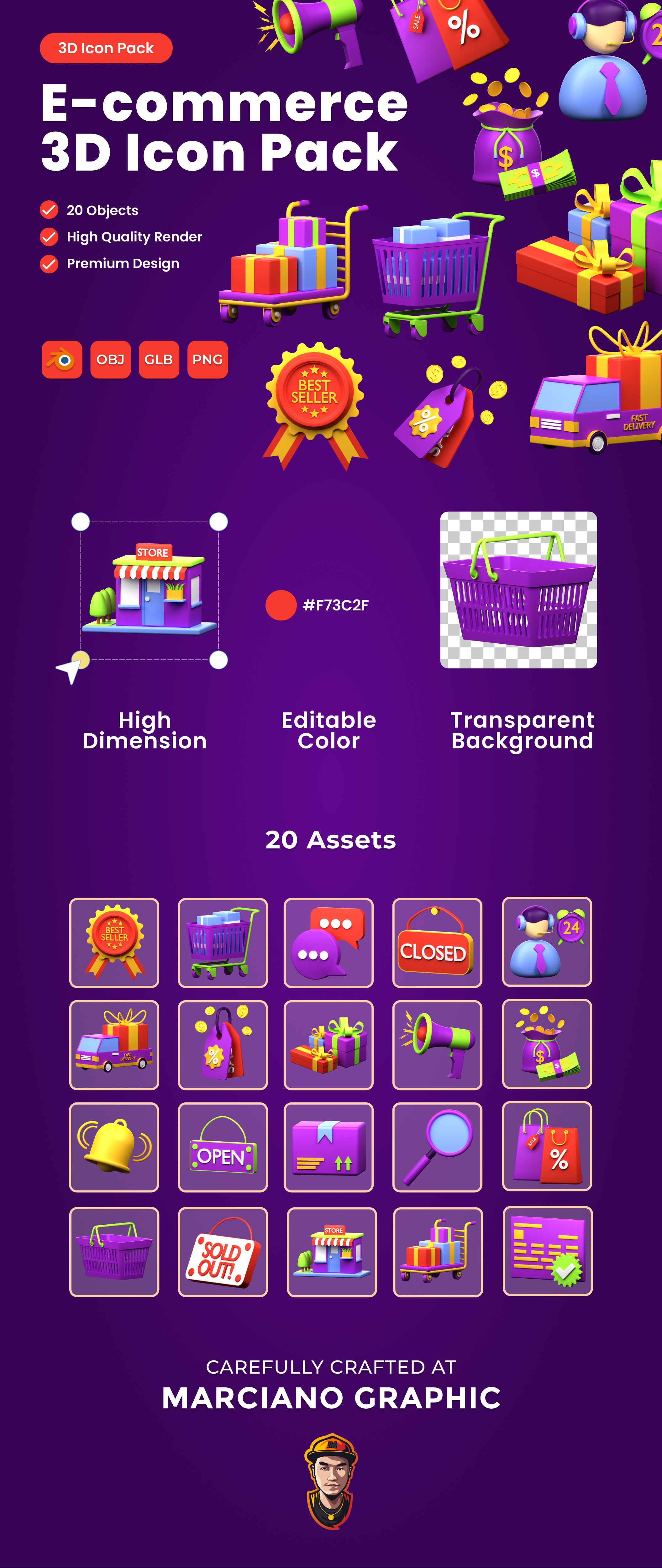 E-commerce 3D Icon Pack 3d 3d icon 3d icon pack app branding design e commerce gift icon illustration logo pack store trolley