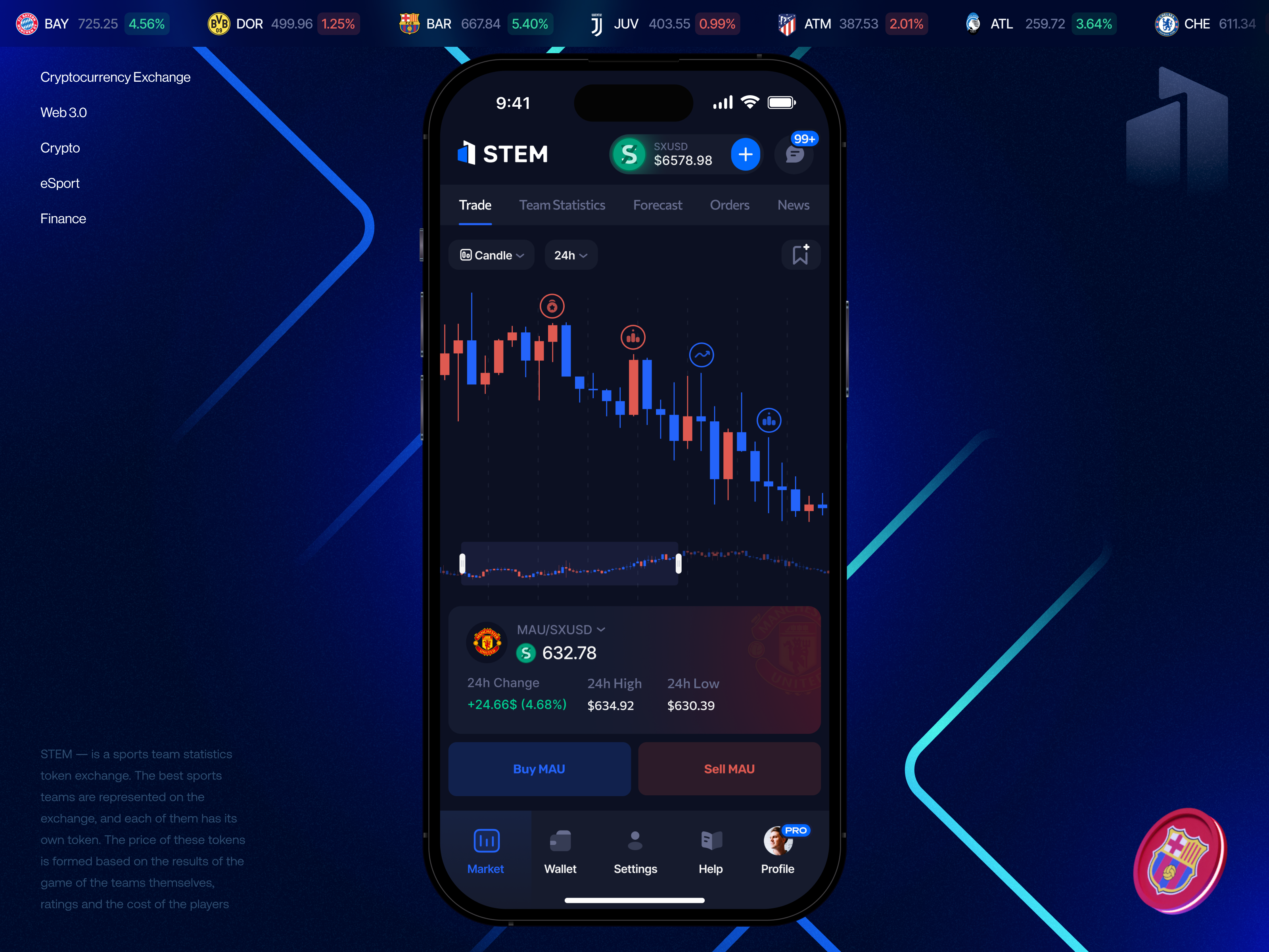 STEM – Sport Token Exchange app betting bitcoin blockchain crypto cryptocurrency etherium exchange finance fintech gambling invest investor mobile money platform trade trading wallet web3