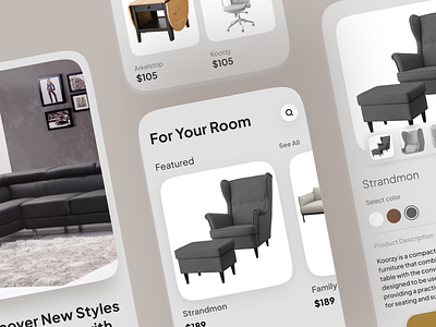 Roomr - Find Interior for Your Room animation app clean design interior mobile app ui uiux ux
