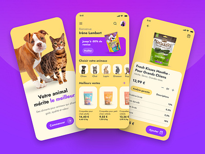 Pet food app app design design concept food mobile mobile design pet pet food purple ui ui design ux ux design yellow