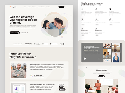 Hugelife - Insurance Website agent assurance business insurance clean company profile corporate insurance company layout life life insurance minimalist product product design risk simple ui ux website