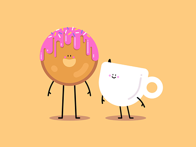 Funky Donut & Coffee animated svg animation app character coffee colorful dance dancing design donut flat food graphic design happy illustration minimal mood motion motion graphics svgator