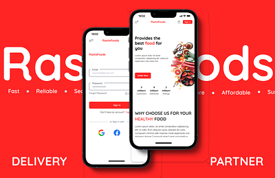 RastaFoods app branding design login ui