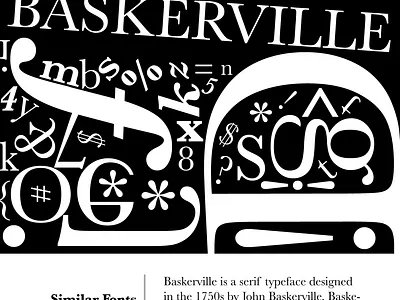 Baskerville Font Poster baskerville black and white composition design font graphic design illustrator lettering monochrome pattern poster serif type typeface typography