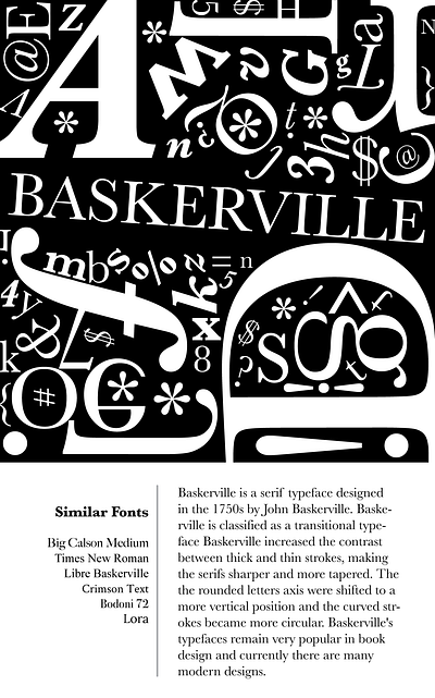 Baskerville Font Poster baskerville black and white composition design font graphic design illustrator lettering monochrome pattern poster serif type typeface typography