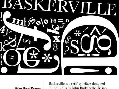 Baskerville Font Poster baskerville black and white composition design font graphic design illustrator lettering monochrome pattern poster serif type typeface typography